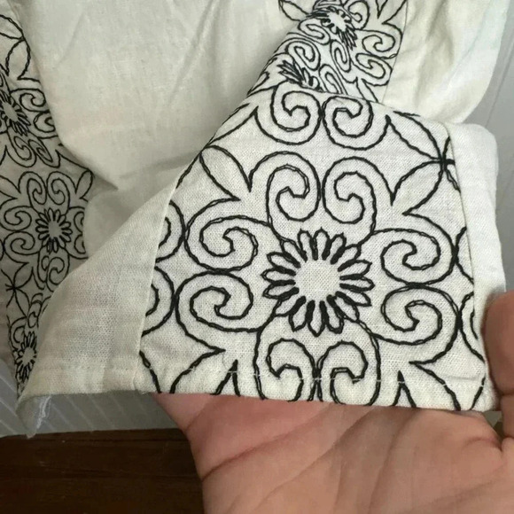 Tweeds Ivory Embroidered Linen Blend Maxi Skirt Lined size 4 P30 - Picture 2 of 5